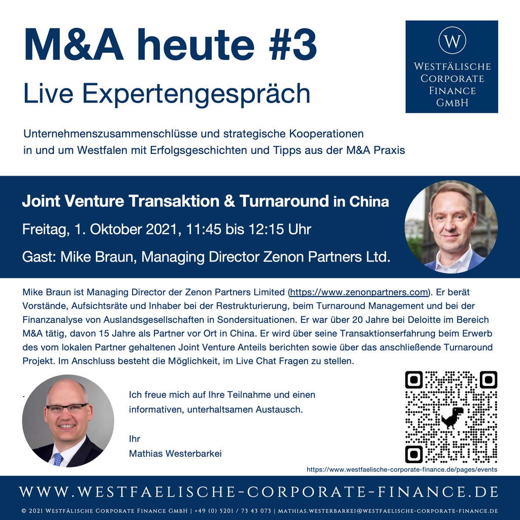 M&A heute #3 mit Mike Braun: Joint Venture Transaktion & Turnaround in China