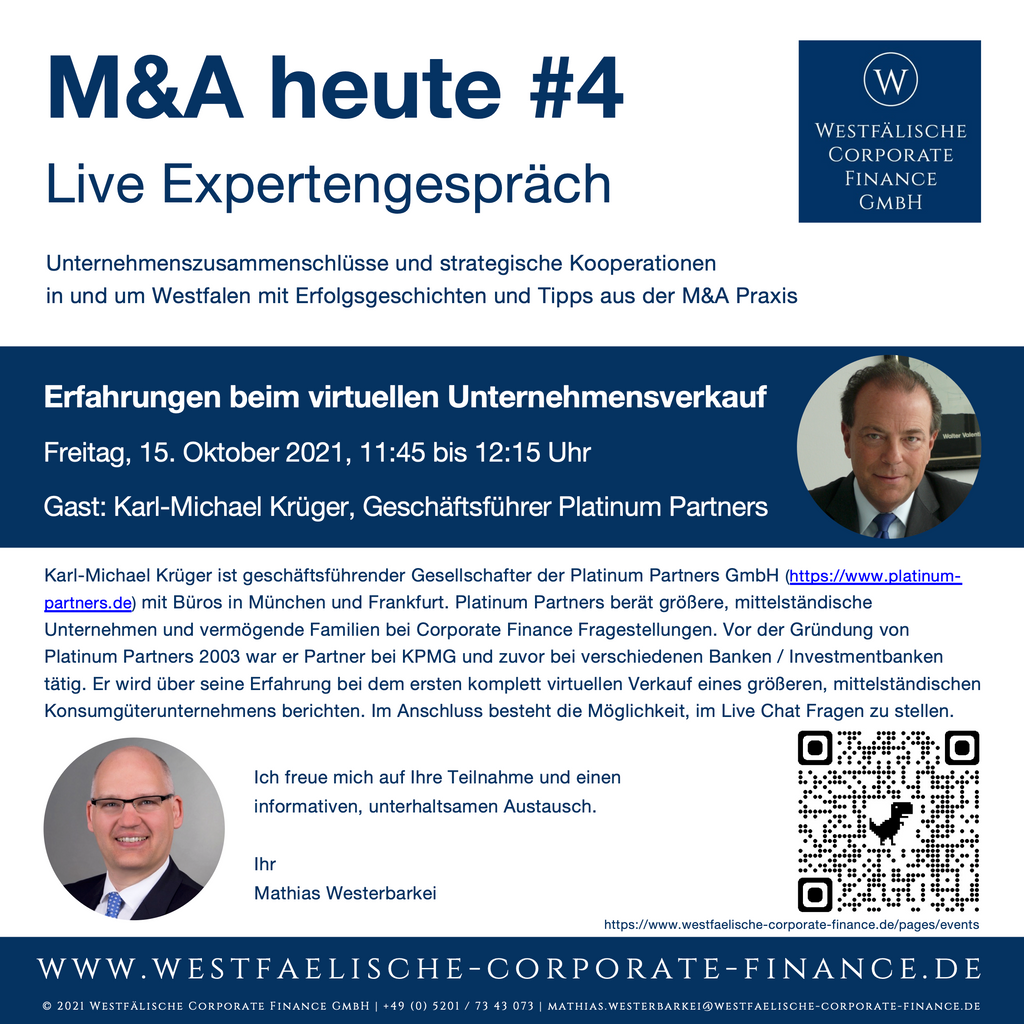M&A heute #4 mit Karl-Michael Krüger: Erfahrungen beim virtuellen Unternehmensverkauf